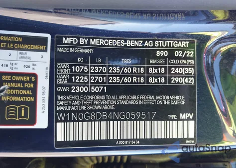 2022 Mercedes-Benz Glc 300 Suv z USA, uszkodzony, nr VIN W1N0G8DB4NG059517